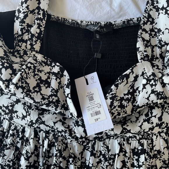 Dynamite Jasmine Blouse Dress Black White Floral Size Large – Like New - Picture 4 of 6